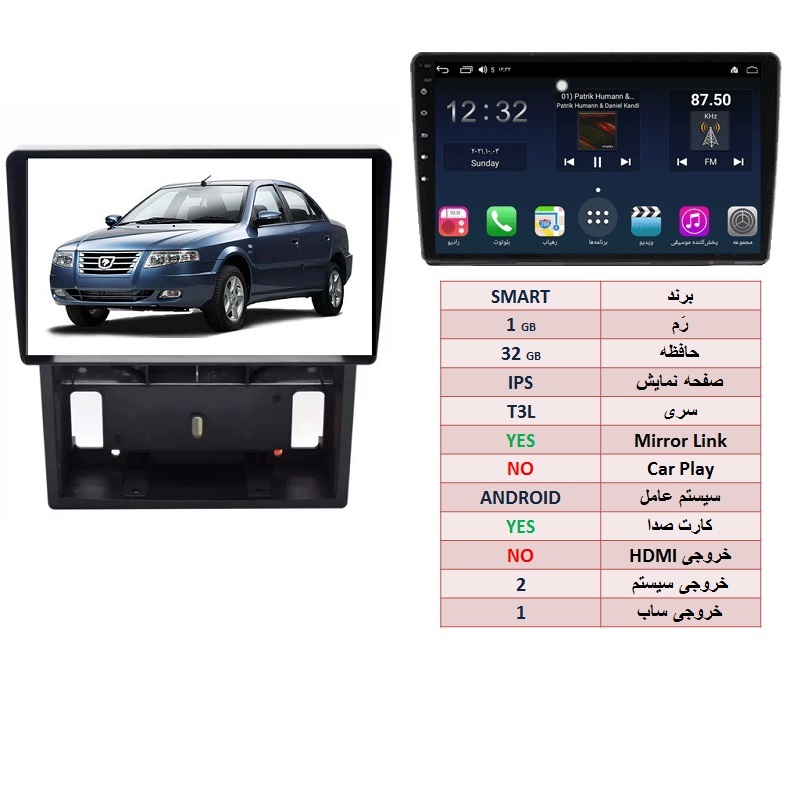 alt=مانیتور اندروید سورن و سورن پلاس مدل SMART رم 1GB حافظه 32GB