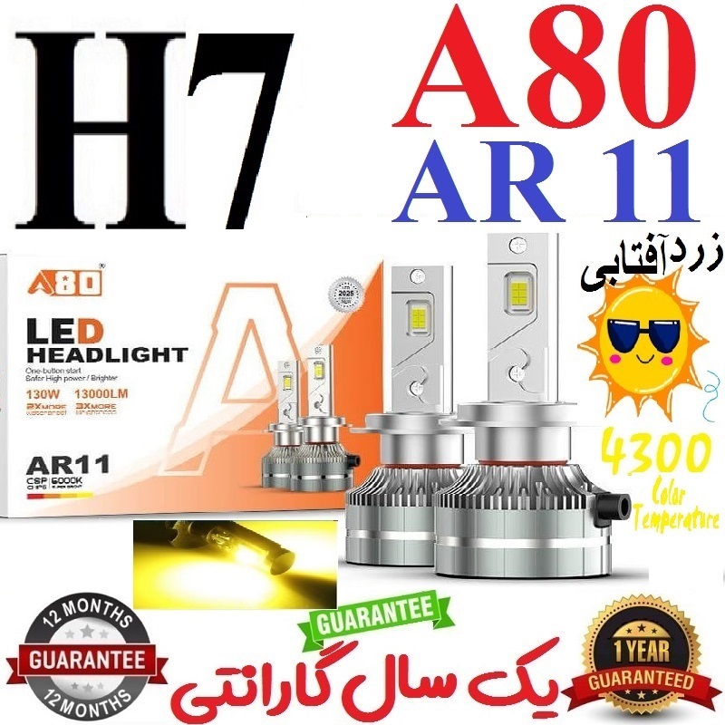alt=هدلایت A80 مدل AR11 نور زرد فابریک